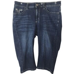 Lee Denim Dark Wash Embellished Pocket Capris Size 14 Retro Style 90s Y2K Style